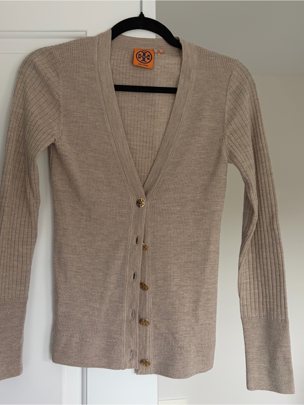 Tory Burch Ribbed Button Front Cardigan - Picture 2 of 5